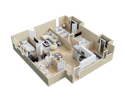 Floor plan for 3 beds, 1 bath, 900 sqft